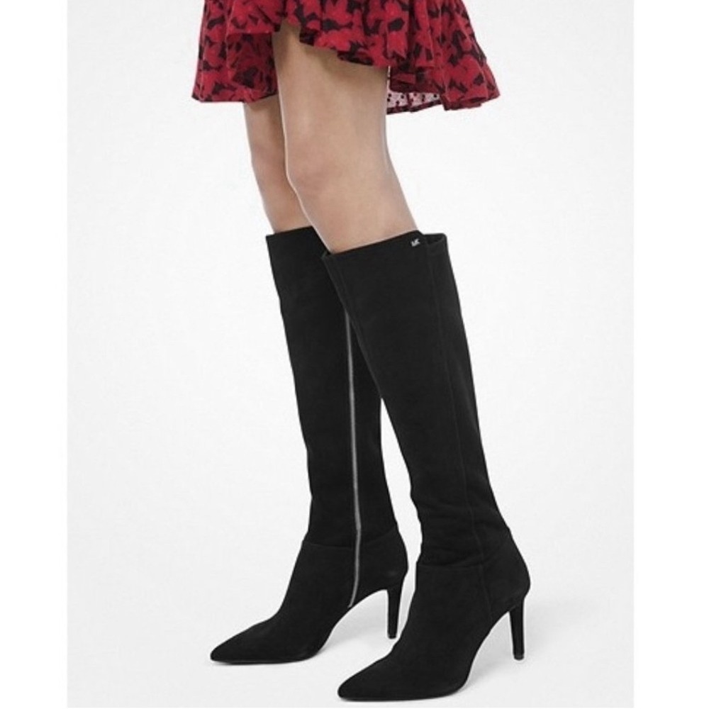 Michael Kors Dorothy Flex Black Suede Knee-High Boots -‎ Size 8.5M - Stiletto